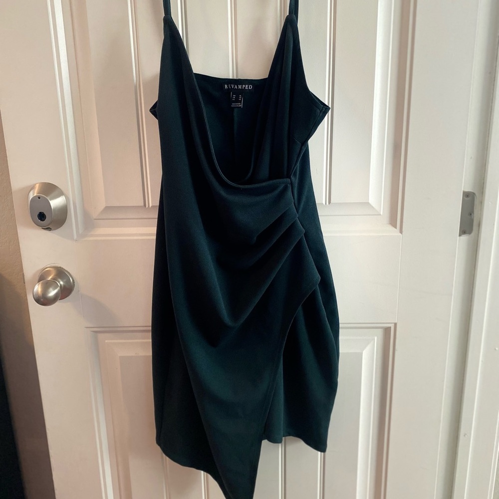 Dark Green Slit mini dress